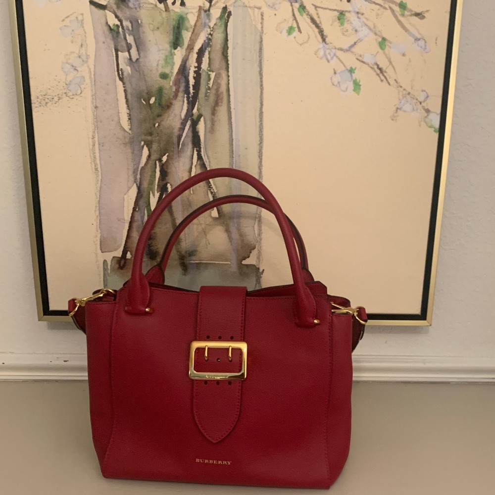 Burberry medium red belt tote